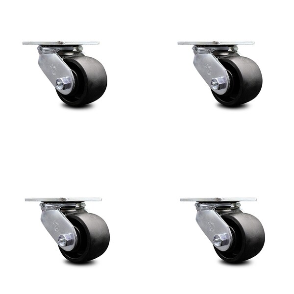 3.25 Inch Glass Filled Nylon Wheel Swivel Caster Set with Ball Bearings SCC